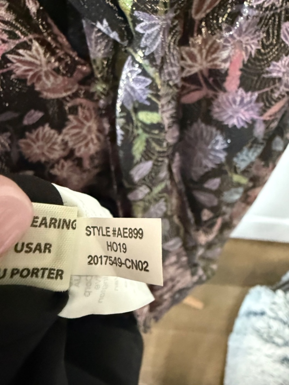 Anthropologie Metallic Floral Sleeveless Blouse Top Black Pink Blue Size M - Picture 5 of 5